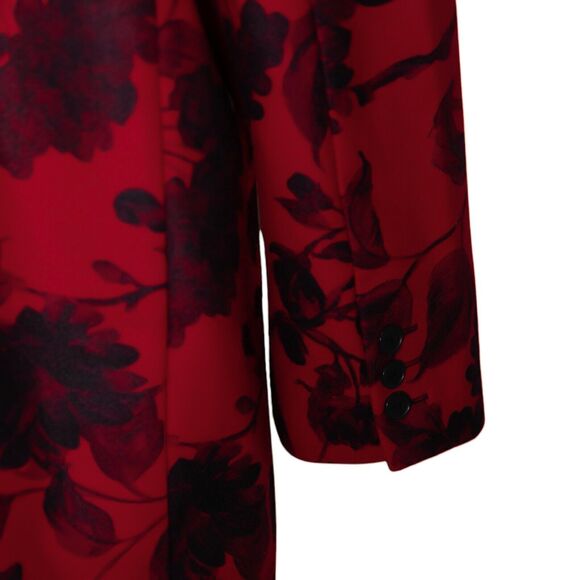 ASOS Design Women's Blazer Red Black Floral Two Button Oversized Suit Jacket 14 - Picture 9 of 9